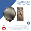 Vintage Twist Bell with Key Plate Longer Shaft–  Victorian Home Twist Bell With Customized Shaft –  (Oil Rubbed Bronze Finish)