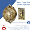 Vintage Twist Bell with Key Plate –  Victorian Home Twist Bell –  (Antique Brass Finish)