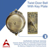 Vintage Twist Bell with Key Plate Longer Shaft–  Victorian Home Twist Bell With Customized Shaft –  (Antique Brass Finish)