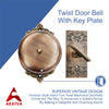 Vintage Twist Bell with Key Plate Longer Shaft–  Victorian Home Twist Bell With Customized Shaft –  (Antique Copper Finish)