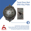 Vintage Twist Bell with Key Plate Longer Shaft–  Victorian Home Twist Bell With Customized Shaft –  (Oil Rubbed Bronze Finish)