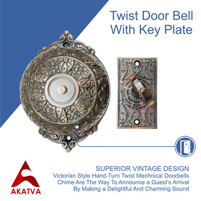 Brass Vintage Twist Bell with Key Plate – Oil Rubbed Bronze