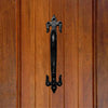 8.9" Black Cast Antique Iron Door Pull - Black Powder Coated