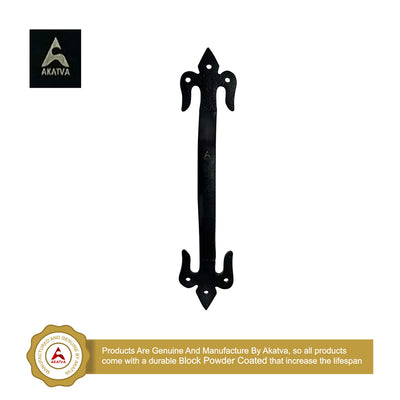 8.9" Black Cast Antique Iron Door Pull - Black Powder Coated