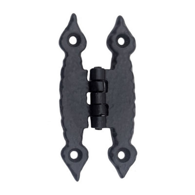 Black Antique Iron H-Hinge Set - 2 Piece Gate H-Hinges for Wooden and Metal Fences, Doors, Cabinets - Black Powder Coated