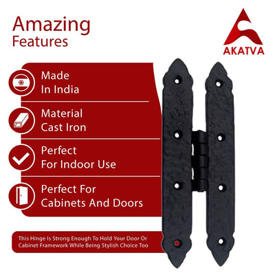 Cabinet Hinge Set - 2-Piece Cabinet Hinges - Black Powder Coated Finish