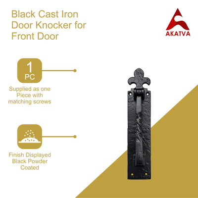 Black Cast Iron Door Knocker for Front Door – Cast Iron Door Knocker Black Powder Coated