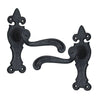 Black Iron Door Handle with Plate - Black Powder Coated Finish