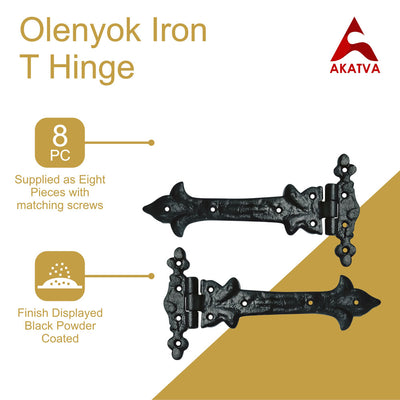 Olenyok Cast Iron T Hinge - Black Powder Coated