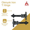 Olenyok T Hinge Set - 2-Pieces Heavy Duty Gate Hinges - Black Powder Coated Finish