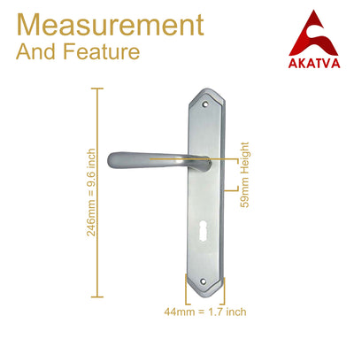 Brass Door Handle with Plate - Satin Nickel