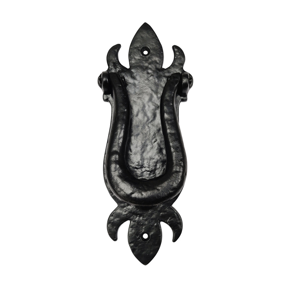 "Churchill" Black Cast Iron Door Knocker for Front Door - Handmade Black Powder Coated