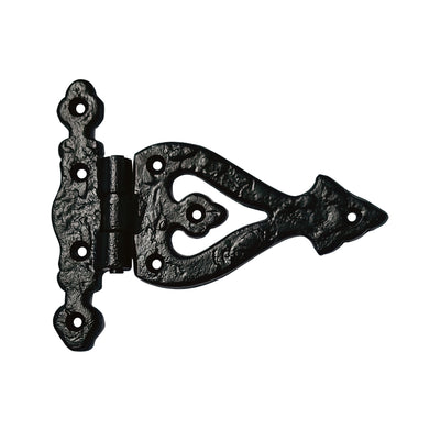 "Kolyma" T Hinge Set - 2-Piece Gate Hinges - Black Powder Coated Finish