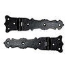 Antique Iron Cabinet Hinge Set - 2 Piece Gate Hinges for Wooden and Metal Fences, Doors, Cabinets - Black Powder Coated