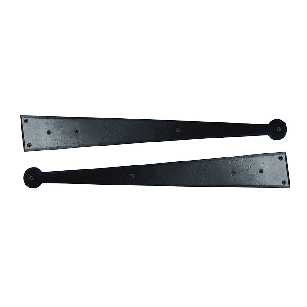 Dummy Strap Hinge Set - 2-Piece Heavy Duty Gate Hinges - Black Powder Coated