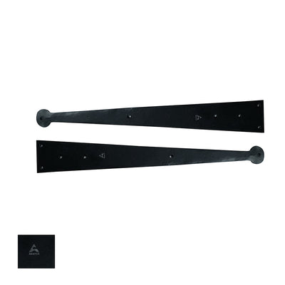 Dummy Strap Hinge Set - 2-Piece Heavy Duty Gate Hinges - Black Powder Coated