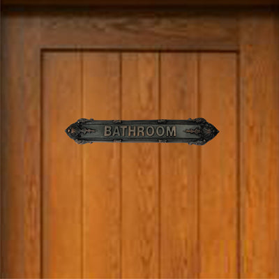 "Bathroom" Brass Door Sign Plaque - Antique Copper