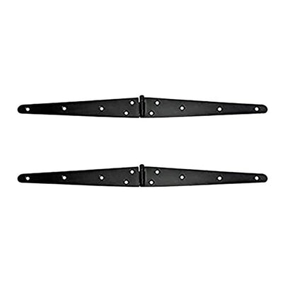 Black Antique Iron H-Hinge Set - 2 Piece Gate Hinges for Wooden and Metal Fences, Doors, Cabinets - Black Powder Coated