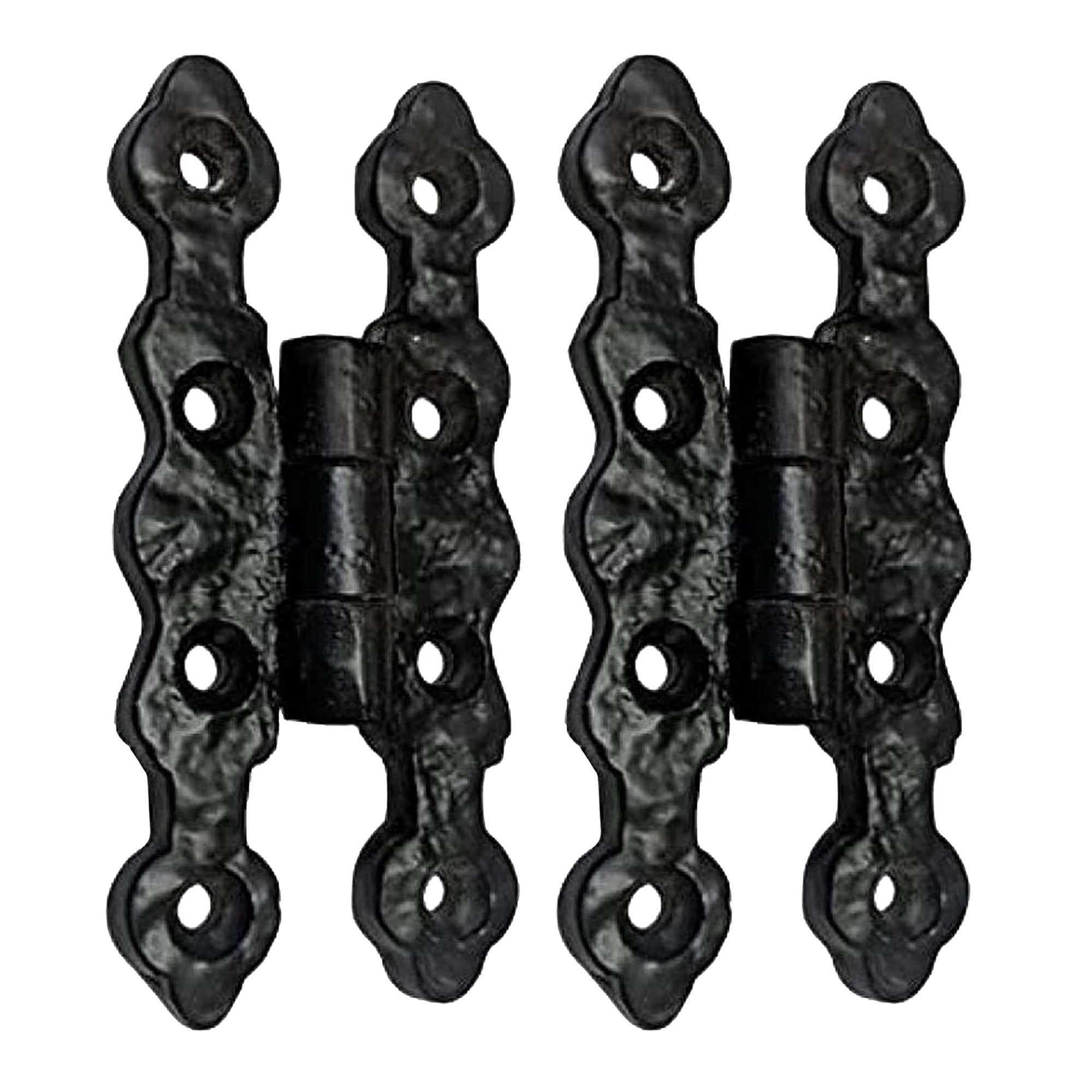 Black Antique Iron H-Hinge Set - 2 Piece Gate H-Hinges for Wooden and Metal Fences, Doors, Cabinets - Black Powder Coated