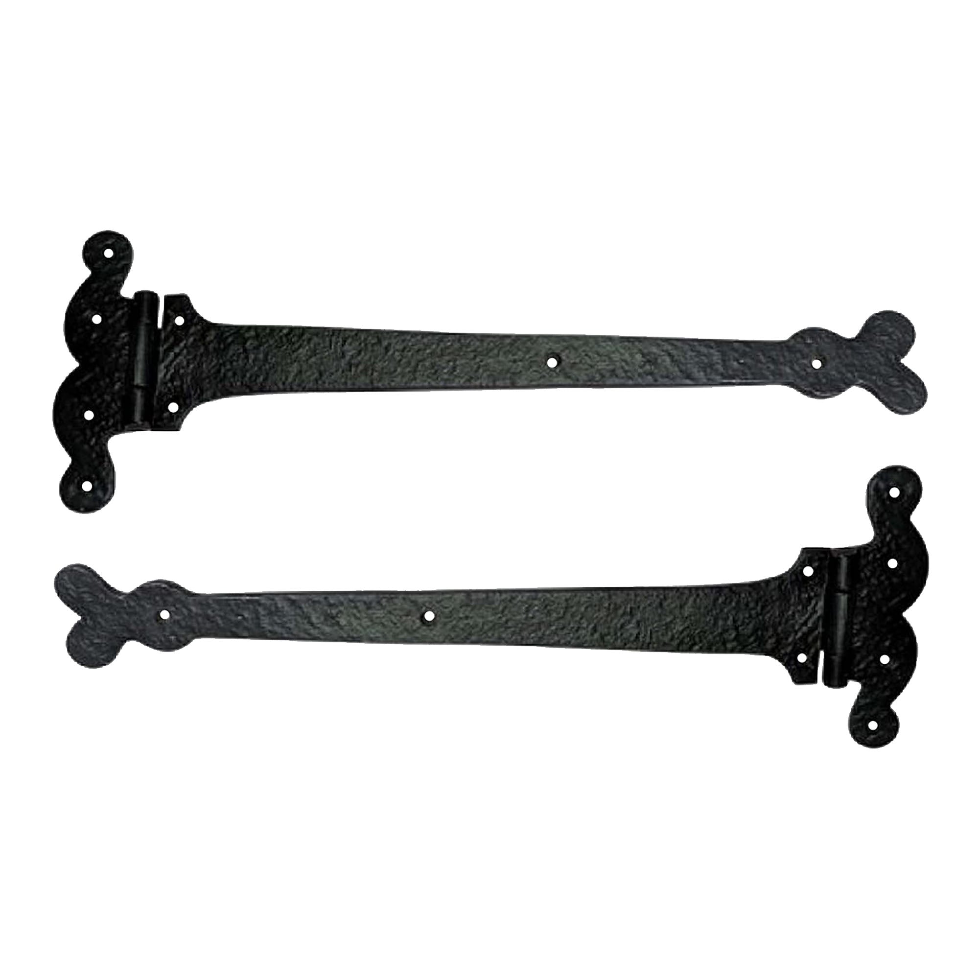 Black Antique Iron Hinge Set - 2 Piece Gate Hinges for Wooden and Metal Fences, Doors, Cabinets - Black Powder Coated