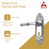 Brass Door Handle with Plate - Polished Chrome