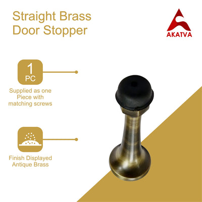 Straight Brass Door Stopper – Antique Brass