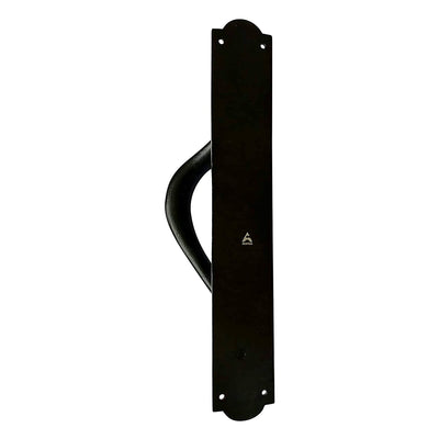 12.2" "Chenab" Black Antique Iron Door Pull with Plate – Black Powder Coated