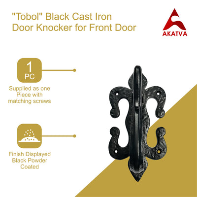 "Tobol" Black Cast Iron Door Knocker – Black Powder Coated