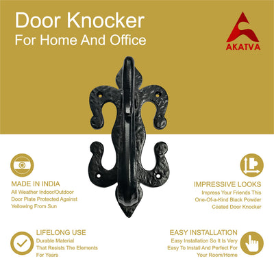 "Tobol" Black Cast Iron Door Knocker – Black Powder Coated