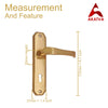 Brass Door Handle with Plate - Polish Lacquered