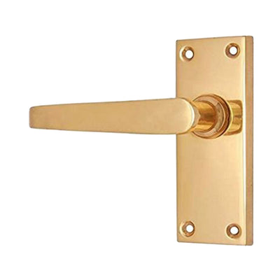 Brass Door Handle with Plate - Polish Lacquered