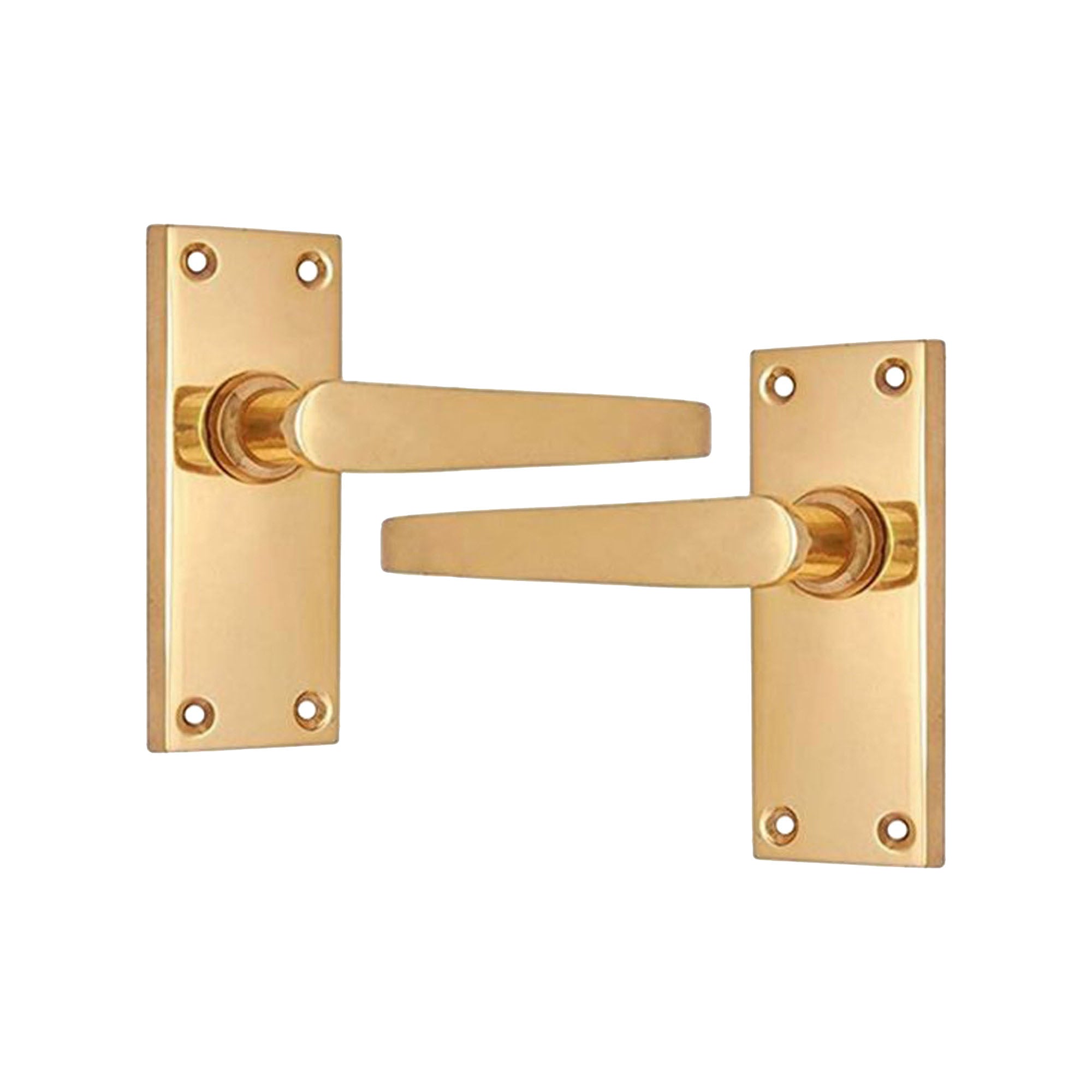 Brass Door Handle with Plate - Polish Lacquered