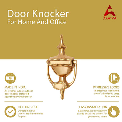 Solid Brass Door Knocker  – Polish Lacquered Finish