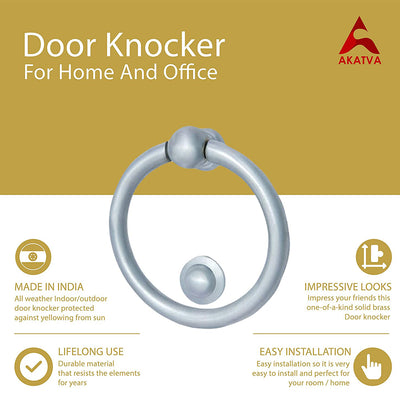 Solid Brass Door Knocker – Matt Chrome Finish