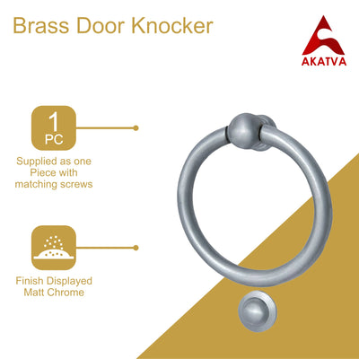 Solid Brass Door Knocker – Matt Chrome Finish