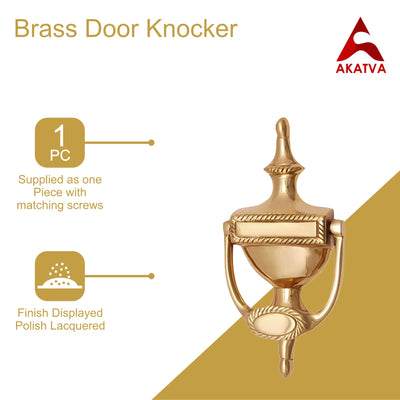 Solid Brass Door Knocker  – Polish Lacquered Finish