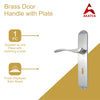 Brass Door Handle with Plate - Satin Nickel