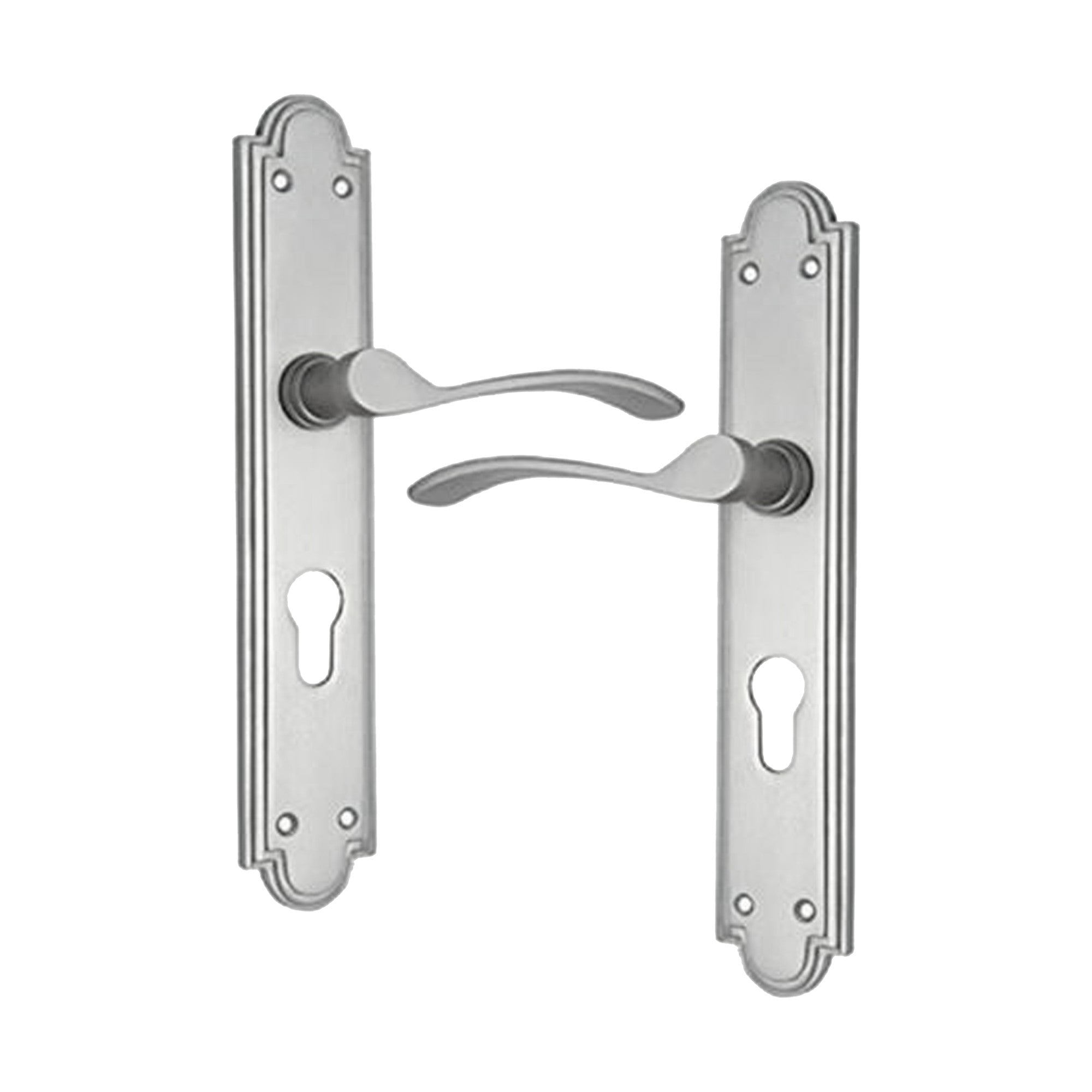 Brass Door Handle with Plate - Satin Nickel