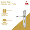 Brass Door Handle with Plate - Satin Nickel