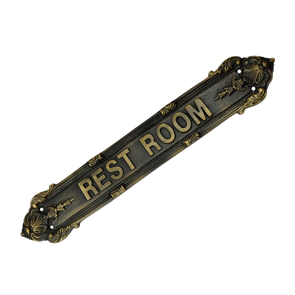 "Rest Room" Sign Plaque for House, Office or Restaurant - Antique Brass Finish