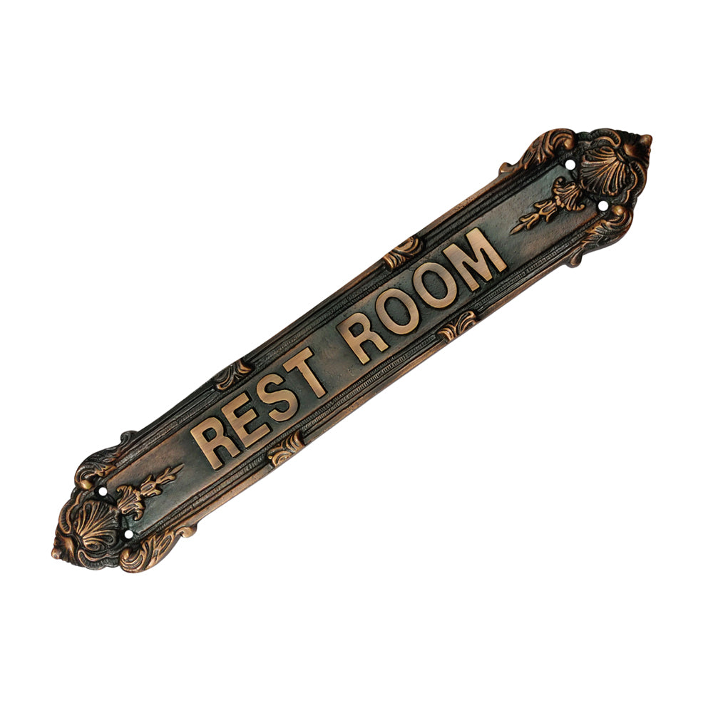 "Rest Room" Brass Sign Plaque for House, Office or Restaurant - Antique Copper Finish