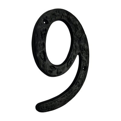 6" Iron Heavy Numerals (9) - Black Powder Coated Finish