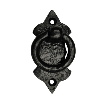 3.15""Cimarron" Hand Forged Heavy-Duty Iron Ring Drop Pull – Black Powder Coated