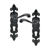 Black Iron Door Handle with Plate - Black Powder Coated Finish