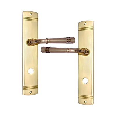 Brass Door Handle with Plate - Polish Lacquered