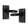 Black Iron Door Handle with Plate  - Black Powder Coated Finish