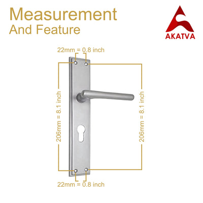 Brass Door Handle with Plate - Satin Nickel