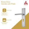 Brass Door Handle with Plate - Satin Nickel