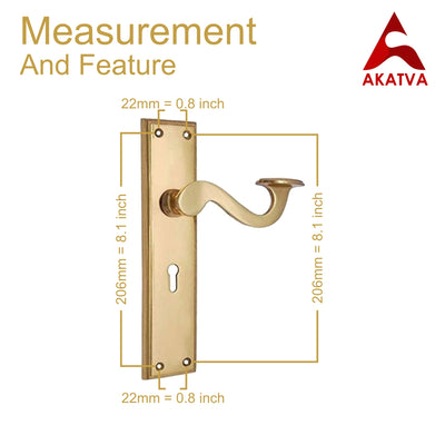 Brass Door Handle with Plate - Polish Lacquered