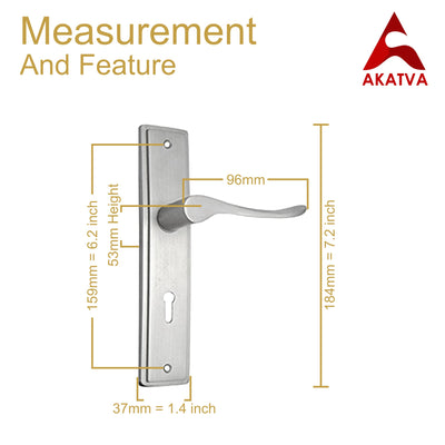 Brass Door Handle with Plate - Satin Nickel